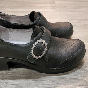 Alegria Holli Black with Silver Buckle Clogs Work Shoes Women's US 8.5-9 EUR 39